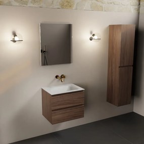 Mondiaz Aivy badmeubel 60cm mocha met wastafel solid surface talc midden zonder kraangat