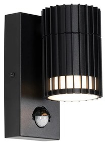 Design buiten wandlamp met bewegingsmelder zwart met bewegingssensor IP44 - Boris Design GU10 IP44 Buitenverlichting rond