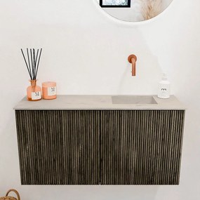 Mondiaz Joya DLux 80cm toiletmeubel shadow met wastafel faye rechts zonder kraangat opalo