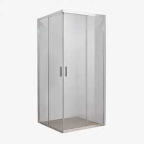 Vierkante Douchewand Met Schuifdeuren, 6 Mm Gehard Glas En Aluminium Brent Transparant & 100 X 100 X 195 Cm & Geborsteld Grijs - Sklum