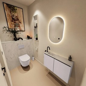 Mondiaz Ture DLux toiletmeubel 80cm cale met wastafel opalo links met kraangat