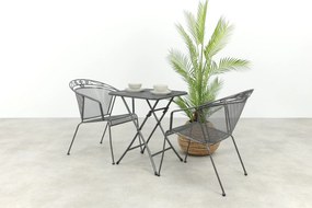 Elegance stapelbare balkonset 3-delig strekmetaal 60x60 cm. - Antraciet