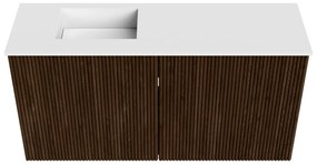Mondiaz Joya 80cm toiletmeubel walnut met wastafel faye links 1 kraangat talc