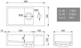 Mueller Venice rechts fontein solid surface 36x18x10cm marmer wit