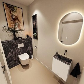 MONDIAZ TURE-DLUX 40cm toiletmeubel Talc. EDEN wastafel Lava positie rechts. Zonder kraangat. TUREDX40TALR0LAV