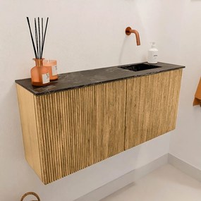 Mondiaz Joya DLux 90cm toiletmeubel oak met wastafel faye rechts zonder kraangat lava