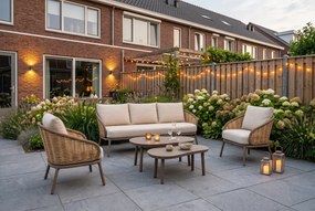 Stoel en Bank Loungeset 5 personen Aluminium Taupe  Apple Bee Pine