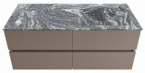 Mondiaz Vica DLux badmeubel 120cm smoke 4 lades met wastafel lava rechts 1 kraangat