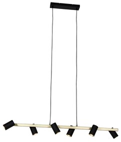 Eettafel / Eetkamer Moderne hanglamp zwart met goud 6-lichts - Beata Modern GU10 Binnenverlichting Lamp