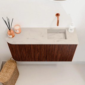 Mondiaz Joya DLux 80cm toiletmeubel ronding links ruby met wastafel faye rechts zonder kraangat opalo