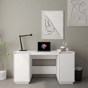 vidaXL Bureau 140x50x75 cm massief grenenhout wit