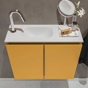 Mondiaz Ture 60cm toiletmeubel ocher met wastafel talc links 1 kraangat