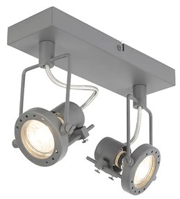 Industriële Spot / Opbouwspot / Plafondspot antraciet 2-lichts draai- en kantelbaar - Suplux Industriele / Industrie / Industrial, Modern GU10 Binnenverlichting Lamp