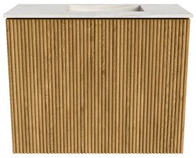Mondiaz Joya DLux 50cm toiletmeubel oak met wastafel faye rechts 1 kraangat ostra