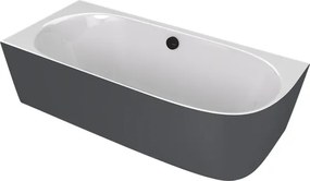 Polysan Sussi halfvrijstaand bad links mineraalmarmer 160x70cm antraciet mat