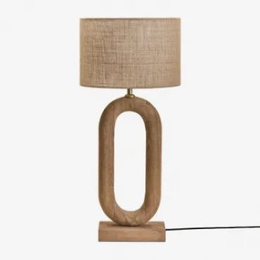 Tiberia Mangohouten Tafellamp Mangohout & Beige Linnen Ø30 Cm - ↑20 Cm Arlina - Sklum