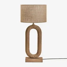 Tiberia Mangohouten Tafellamp Mangohout & Beige Linnen Ø30 Cm - ↑20 Cm Arlina - Sklum