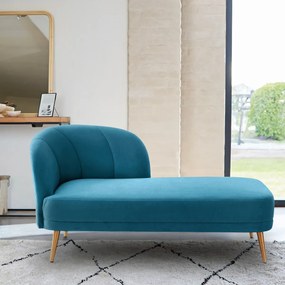 Longchair in fluweel, rechts, Leone