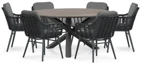 Tuinset Ronde Tuintafel 6 personen 150 cm Aluminium/rope Grijs Coco Antoni/Ancona