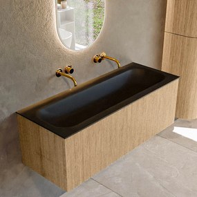 Mondiaz Kurve 120cm badmeubel oak met 1 lade en wastafel big large midden zonder kraangat urban