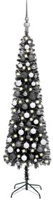 vidaXL Kerstboom met LED's en kerstballen smal 180 cm zwart