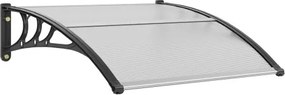 VEVOR Voordeurluifel 965x1017mm Dakbedekking UF50+ PC Zonwerende Folie Voordeurluifel PC Plaat + ABS Beugel + Aluminium Connector Voordeurluifel UV-bestendig Voordeurdak Voordeurluifel met lessenaarsboog