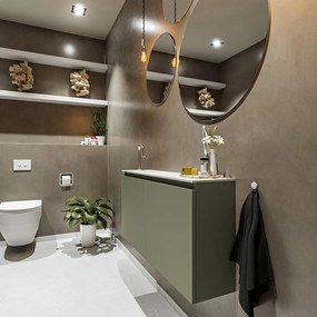 Mondiaz Ture 100cm toiletmeubel army met wastafel talc links 1 kraangat
