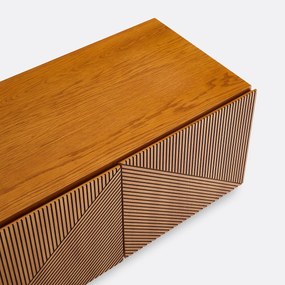 Eikenhouten gefineerd vintage tv-hifi meubel, voor wandmontage, LODGE