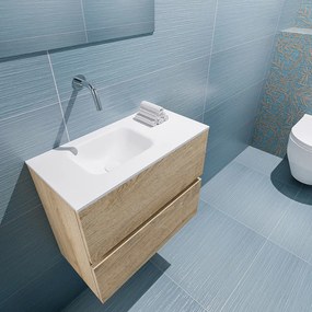 Mondiaz Ada 60cm toiletmeubel washed oak met wastafel talc links zonder kraangat