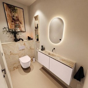 MONDIAZ TURE-DLUX 120cm toiletmeubel Rosee. EDEN wastafel Frappe positie midden. Zonder kraangat. TUREDX120ROSM0FRA