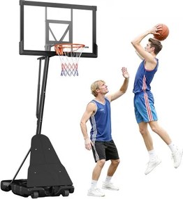 VEVOR draagbare basketbalstandaard, max. 3,05 m in hoogte verstelbare (handmatige) basketbalring, basketbalsysteem met 130 cm PC-achterbord, basketbalringsysteem met achterbordset voor terrassen en scholen