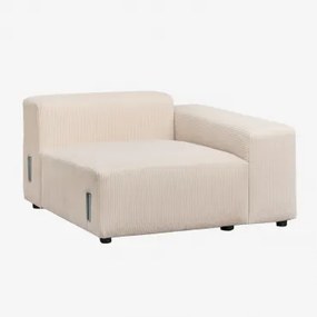 Rechter Hoekmodule 115x113 Cm Met Lage Armleuning Voor Modulaire Bank Bruna Linnen Fluweel Linnenbeige - Sklum
