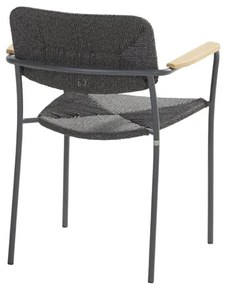 4 Seasons Outdoor stapelbare Bora tuinstoel antraciet met teak armleggers SALE  Tuinstoel    antraciet weerbestendig