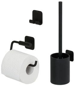 Tiger Colar Toilet Accessoireset - toiletrolhouder - zonder klep - toiletborstelhouder - handdoekhaak - zelfklevend - zwart 800134