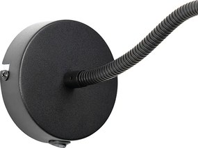Wandlamp zwart met kap zwart schakelaar en flex arm - Merwe
