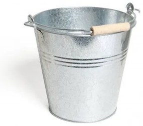Emmer met beukenhouten handvat, zink, 5 liter