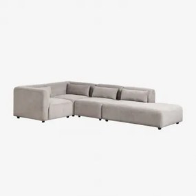 4-delige Modulaire Hoekbank Met Rechter Chaise Longue Fogler Corduroy Licht Taupegrijs - Sklum