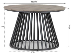 Tuinset Ronde Tuintafel 4 personen 125 cm Aluminium/wicker Taupe  Lifestyle Garden Furniture Western/Sorrento