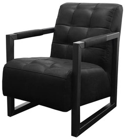 Industriële fauteuil Salina | leer Colorado antraciet 01 | 60 cm breed