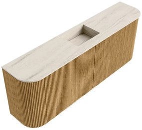 Mondiaz Joya DLux 115cm toiletmeubel ronding links/rechts oak met wastafel faye midden zonder kraangat meli