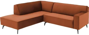 Goossens Basic Hoekbank Edolo oranje, stof, urban industrieel met ligelement links