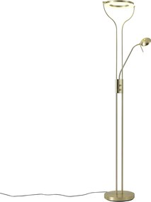 Moderne vloerlamp goud met leesarm incl. LED en dimmer - Divo