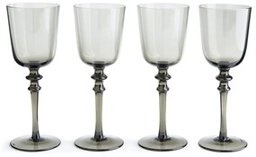 Set van 4 wijnglazen in gerookt glas, Venelli