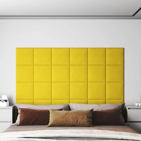 vidaXL Wandpanelen 12 st 1,08 m² 30x30 cm stof geel