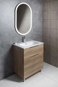 Sapho Cirasa badmeubel 70cm met 3 lades eiken met witte wastafel