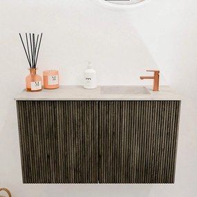 Mondiaz Joya DLux 70cm toiletmeubel shadow met wastafel faye rechts 1 kraangat ostra