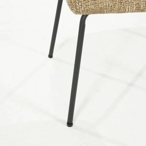 Eleonora Indy Stoel Met Armleuningen Mosterd Geweven Stof