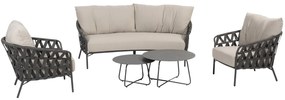 Albareto stoel bank organische loungeset 5 delig antraciet rope Taste 4SO