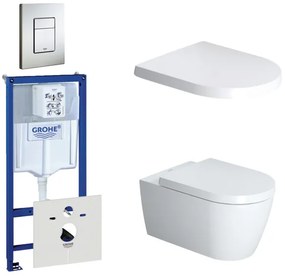 Duravit Starck Me Toiletset - inbouwreservoir - diepspoel - wandcloset - softclose - bedieningsplaat verticaal/horizontaal - RVS 0729205/0720026/0293433/0293435/