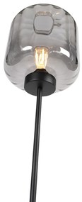 Smart vloerlamp zwart met smoke glas incl. Wifi ST64 - Qara